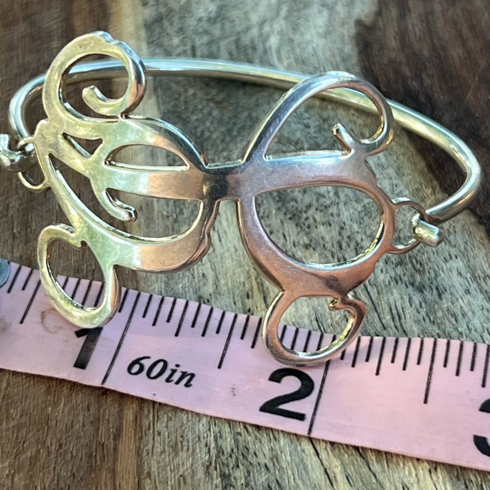 Vintage Sterling Silver Script Monogram Bracelet - image 7